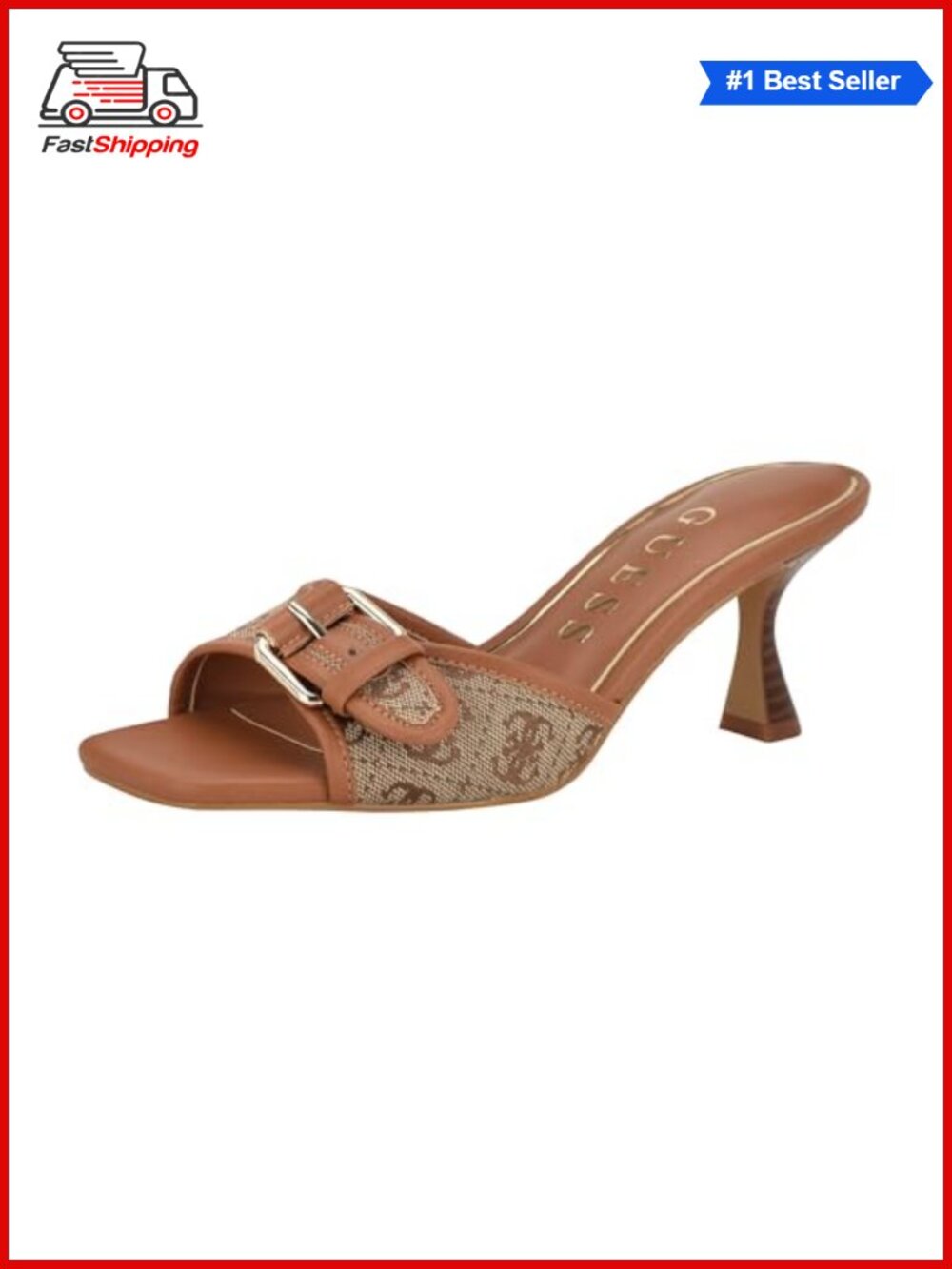 ✨ GUESS Dista Dress Sandal Square Toe Slip On Heeled Sandal